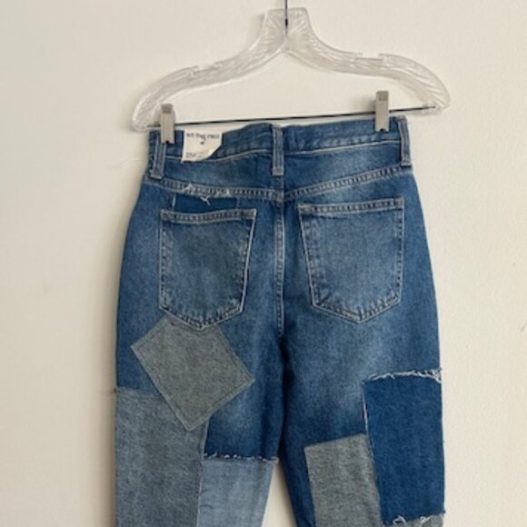 We The Free Free People Bare With Me Patchwork Straight Leg Denim Jeans 24 - Picture 13 of 16